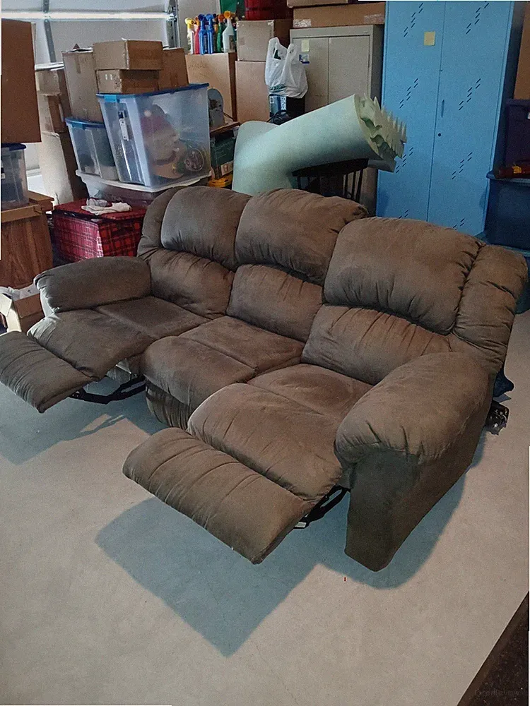 Dual recliner sofa for living room brown suede 85"longx48" tall