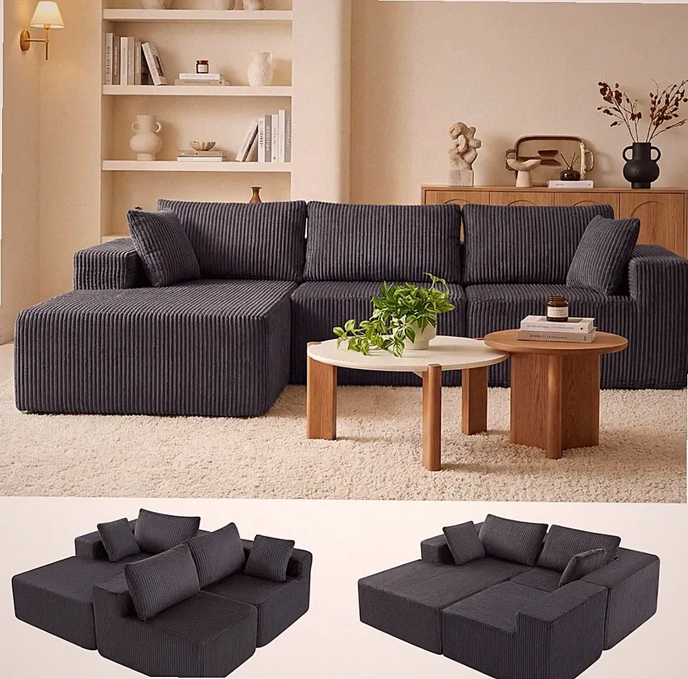 DUMOS 108-Inch Boneless Couch, Cloud Sectional Couch with L-Shape Chaise