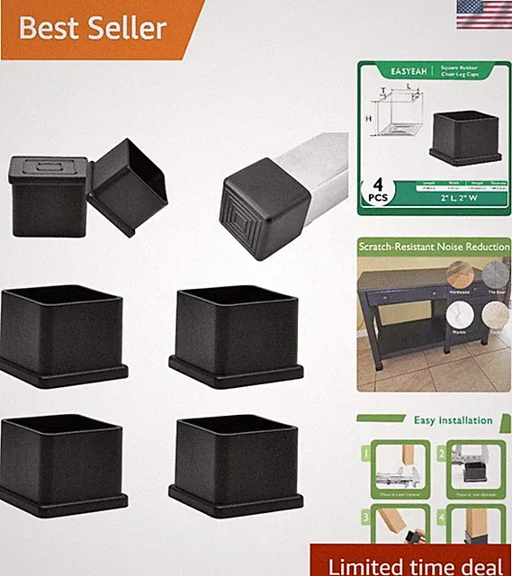 Durable 2" PVC Chair Leg Caps - Non-Slip Protectors for Hardwood & Tile Floors