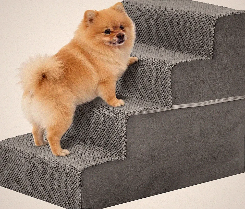 Durable 4-Step Dog Stairs for Sofa & Bed - Non-Slip Pet Steps for Small Dogs