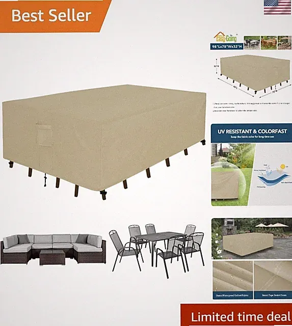 Durable 98”L x 78”W Patio Furniture Cover – Waterproof & UV-Resistant Camel