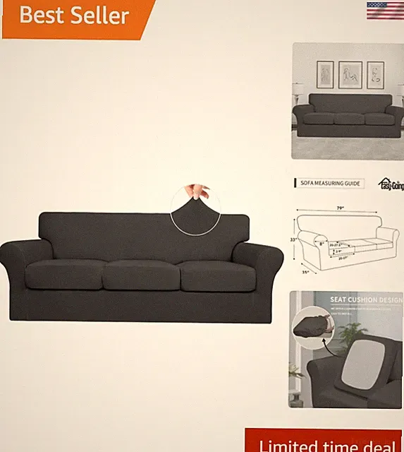 Durable Anti-Slip Couch Cover - 4 Pieces, Perfect Fit for Pet Owners, Large Size
