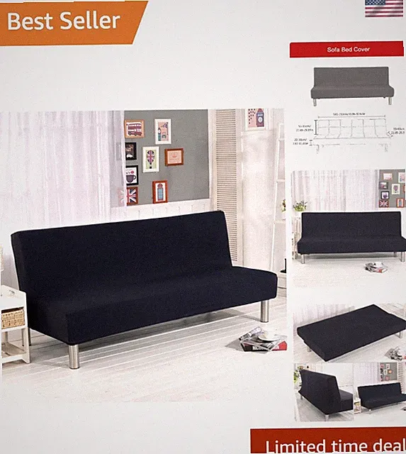 Durable Black Futon Slipcover for 3 Seater Armless Sofa - Easy Care & Chic Style