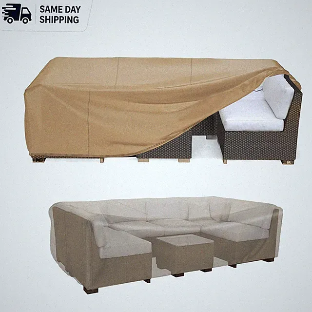 Durable Brown Outdoor Furniture Cover 118"L x 57"W - Easy Install with Straps
