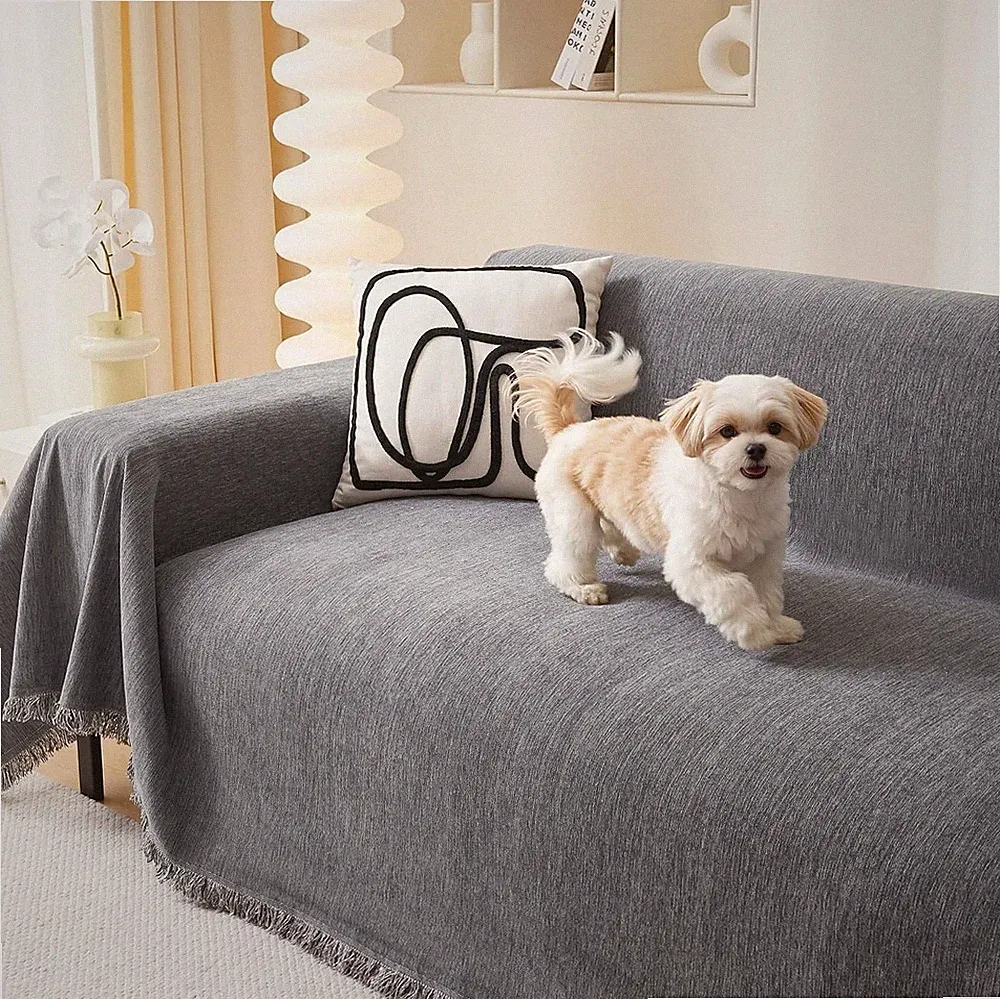 Durable Chenille Couch Cover for 3 Cushion Sofas - Machine Washable & Versatile