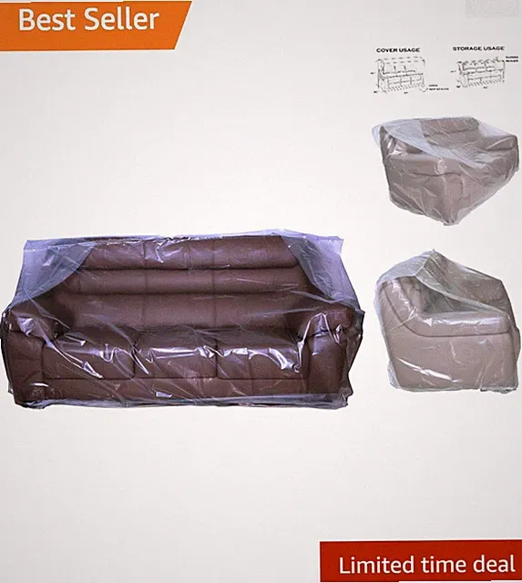 Durable Dust-Proof Moving Bag for Sofa & Boxes - Clear Plastic 92W x 42D