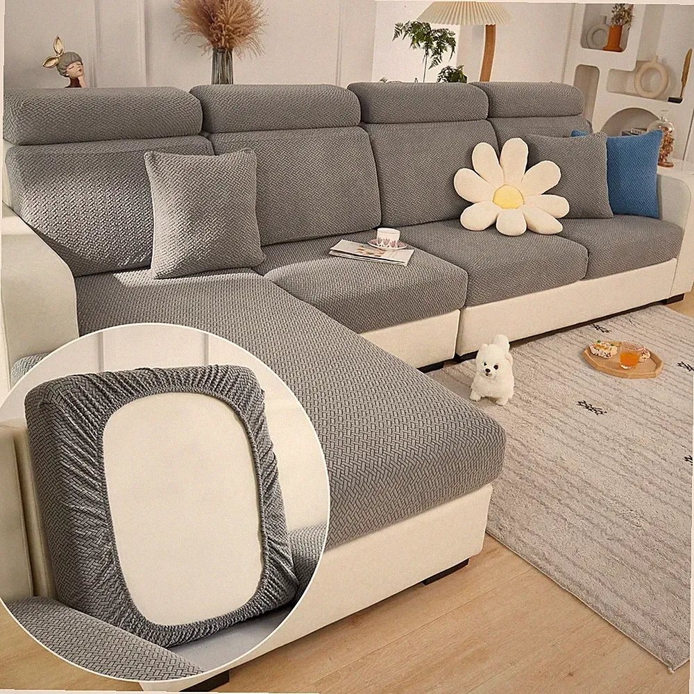 Durable Gray Sofa Slipcover 2024 Stretch Sectional Cover Large