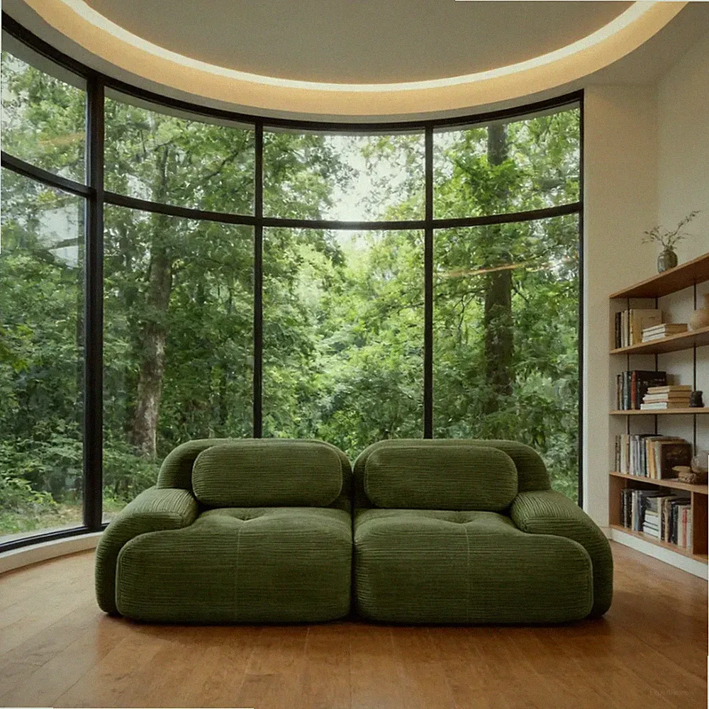 Durable Green Wear-Resistant Chenille Couch 82 Inches Space-Saving Modular Sofa