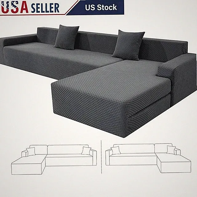 Durable Jacquard Sectional Sofa Slipcovers Non-Slip Protector Machine Washable