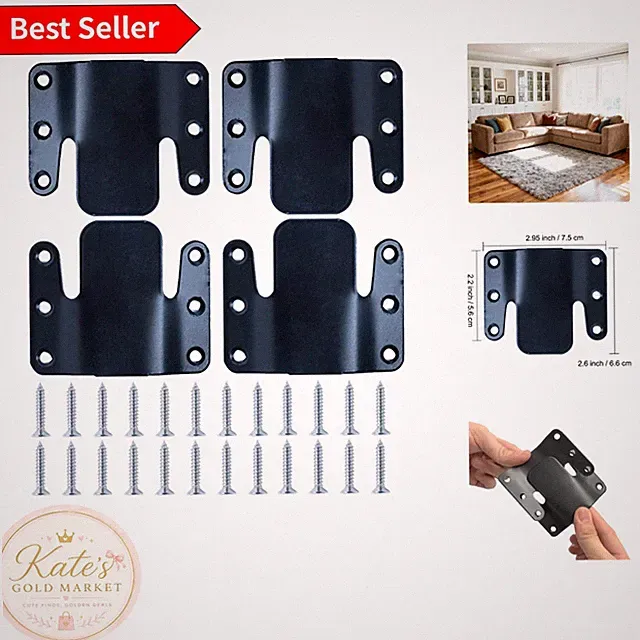 Durable Metal Sectional Sofa Connectors - 2 Sets, 4 Pieces for Maximum Support