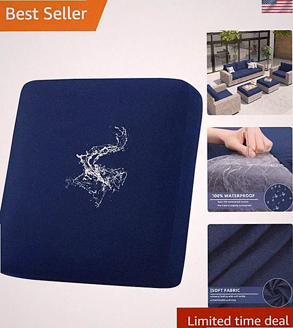 Durable Navy Stretch Sofa Cushion Covers – Waterproof & Machine Washable, Small