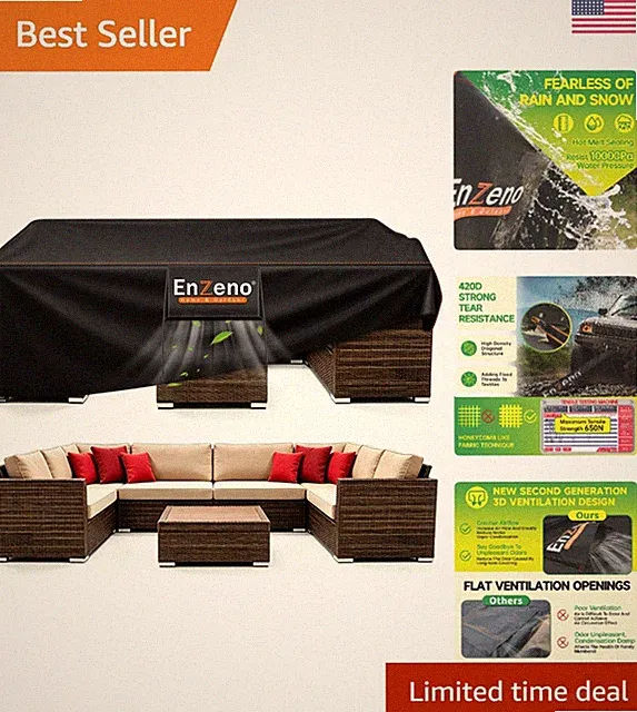 Durable Outdoor Patio Furniture Cover - 110" L x 82" W, Windproof & UV-Resistant