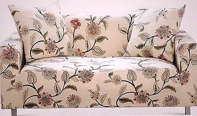 Durable Stretch Fit Sofa Cover for 3-Cushion Couch with Blooming Floral Design