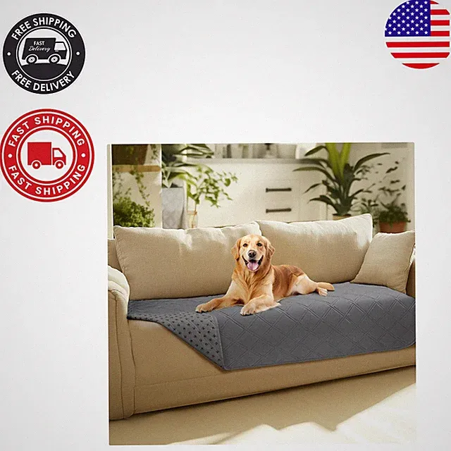 Durable Waterproof Pet Couch Protector with Anti-Slip Bottom, Light Grey 30x70