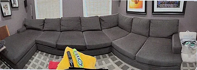 Duralee sectional sofa with a chaise lounge. Made with comfy feather/cotton fill