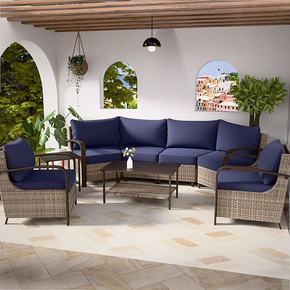 EAGLE PEAK 7 pcs Coastal Vista Outdoor Patio Furniture Set
