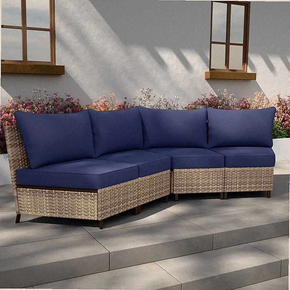 EAGLE PEAK Coastal Vista Curved 2PCS Outdoor Wicker Sofa with Cushions