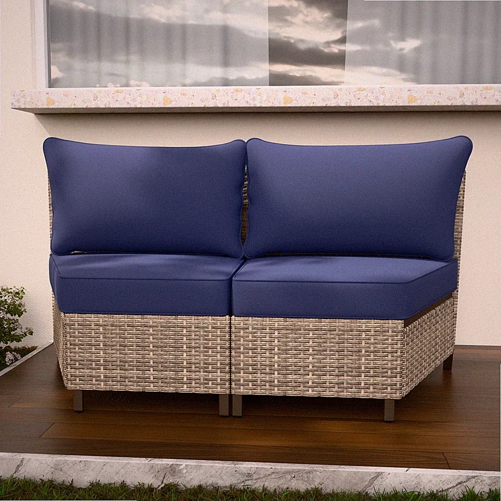 EAGLE PEAK Coastal Vista Curved Outdoor Wicker Sofa with Cushions