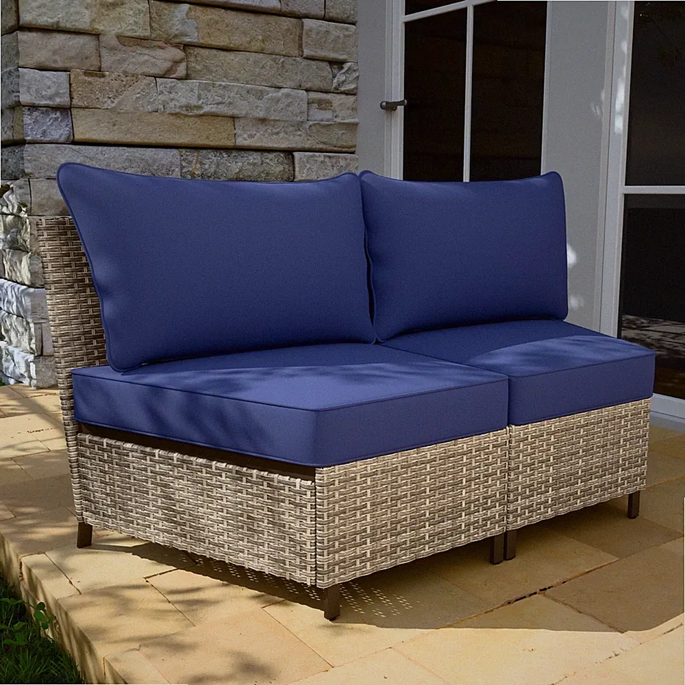 EAGLE PEAK Coastal Vista Curved Outdoor Wicker Sofa with Cushions