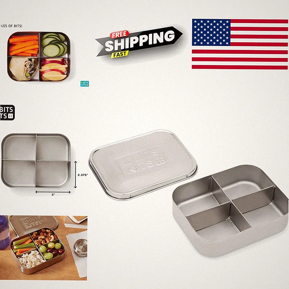 Easy Clean Dishwasher Safe Bento Box Lunch Container 4 Sections Stainless Steel