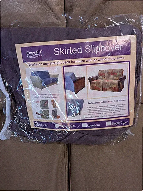 Easy Fit Skirted Slipcover for Loveseat/Small Couch Purple Smooth Shiny Finish