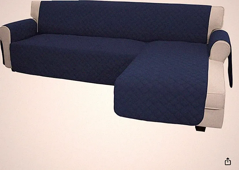 Easy-Going L Shape Couch Cover - Sectional Chaise Lounge Sofa Navy