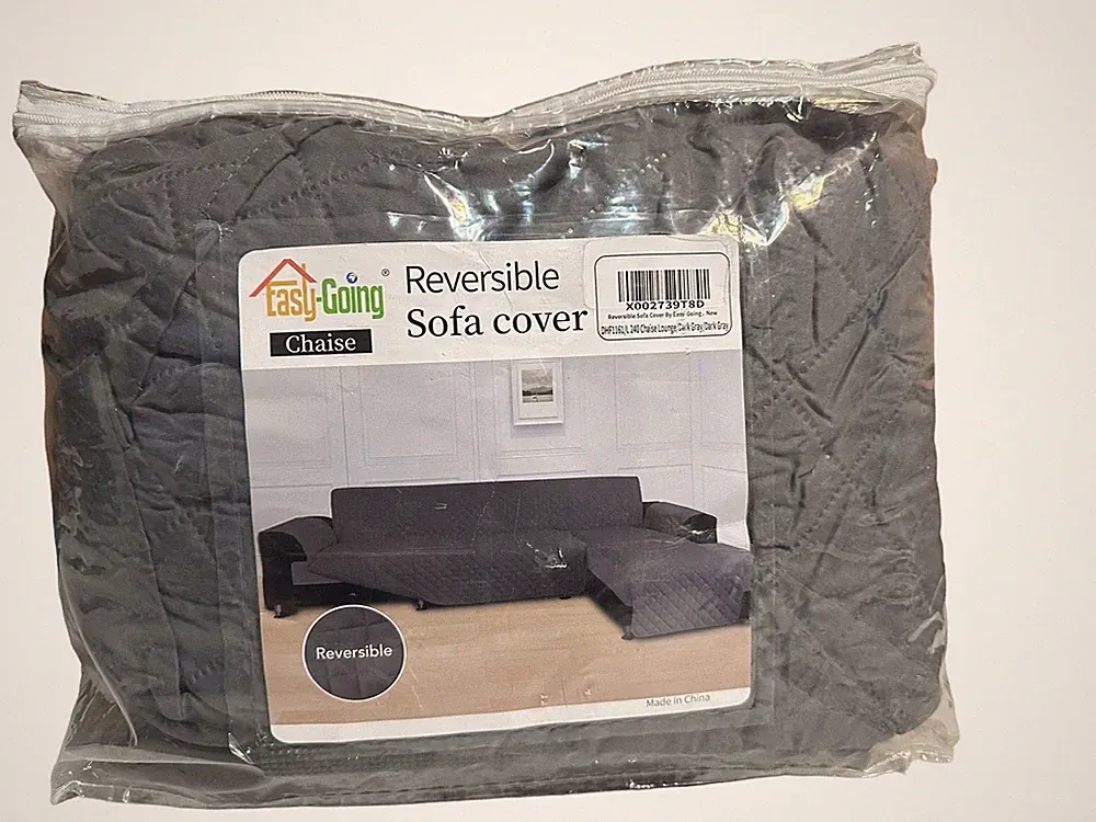 Easy-Going L Shape Sofa Cover Sectional Couch Cover Chaise Slip 1 Pc Dk. Gray LG