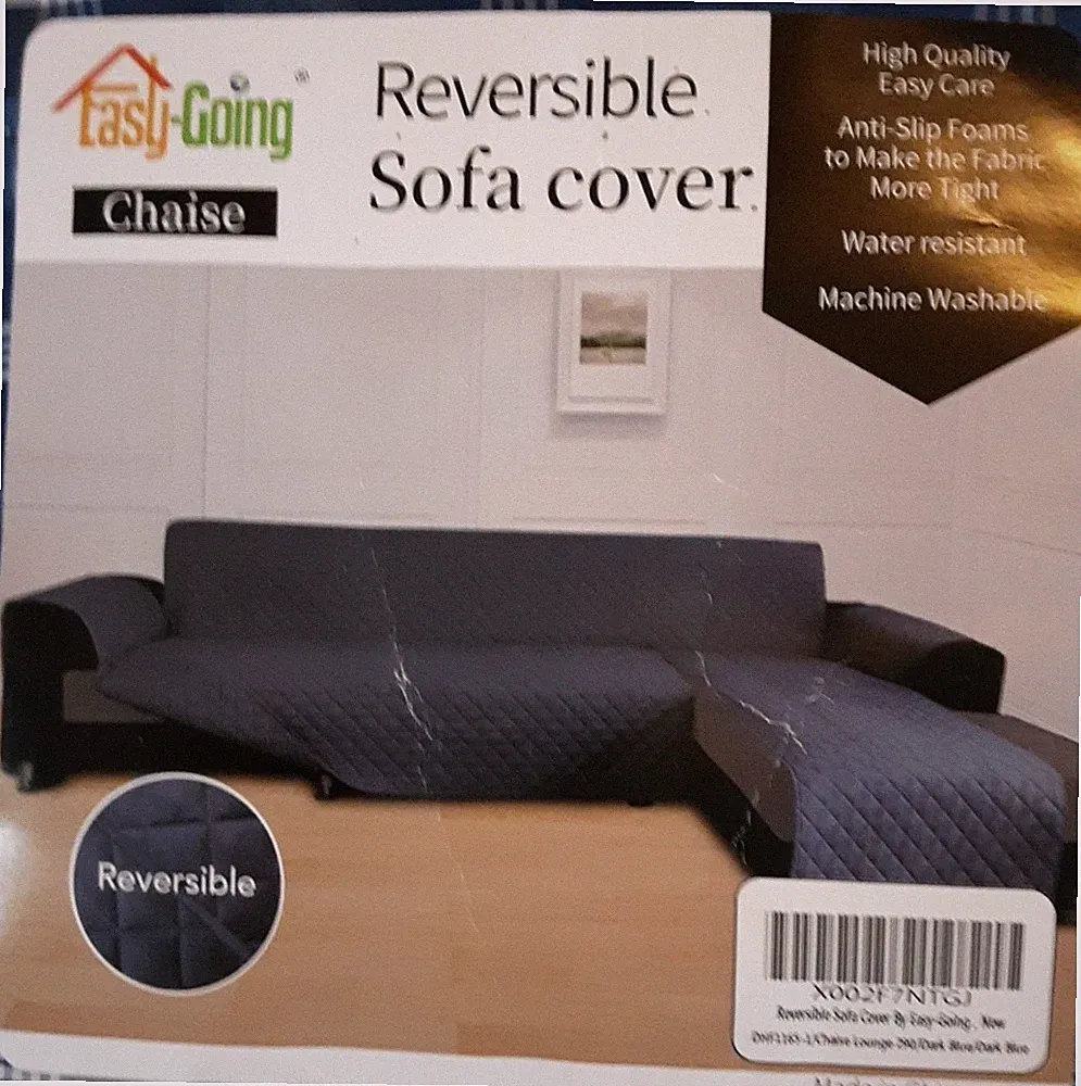 Easy-Going L Shape Sofa Cover Sectional Couch Cover Chaise Slip 1 Pc Navy Blue
