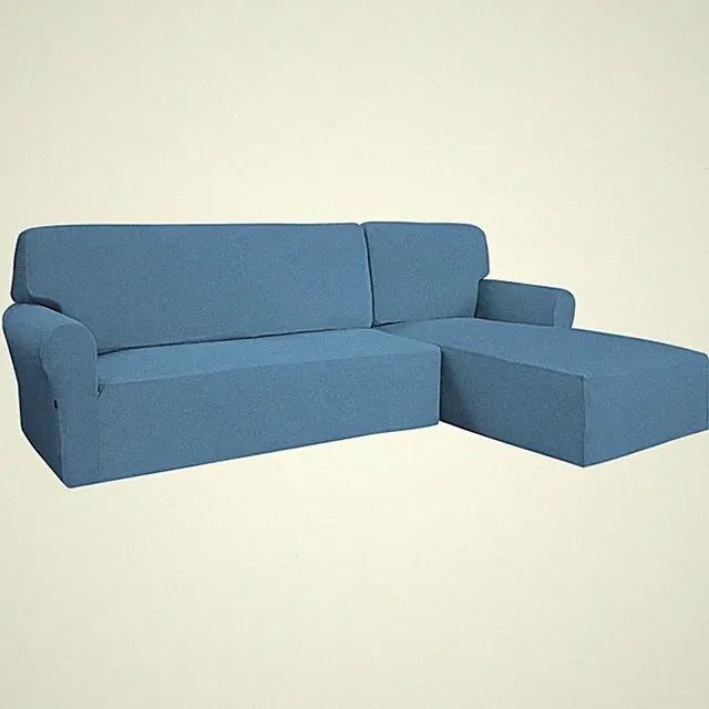 Easy-Going L-Shaped Sectional Sofa Slipcover 2-Piece X-Large Light Blue Jacquard