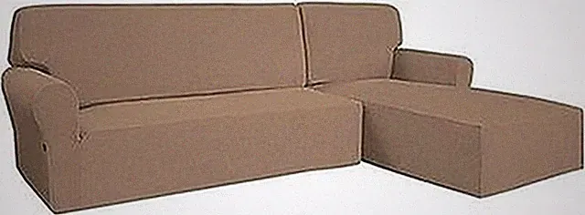 Easy-Going L-Shaped Sofa Slipcover 2 Pc Jacquard Large Camel #R018