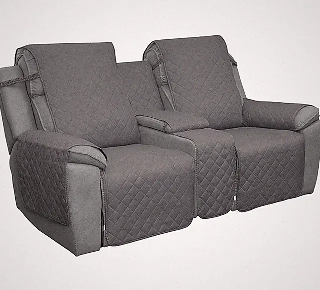 Easy-Going Recliner Quilted Loveseat Slipcover Gray