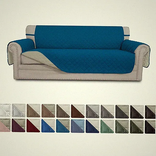 Easy Going Reversible Oversized Sofa Cover Water Resistant Peacock Blue Beige