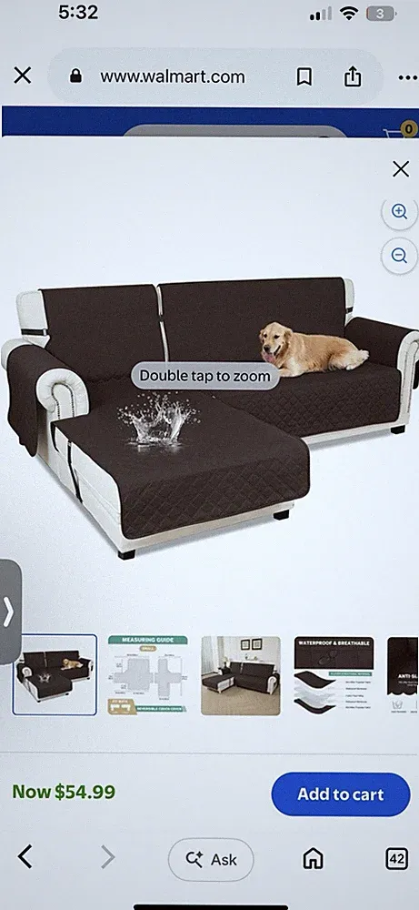 Easy-Going Sectional Couch Covers S Shape Sofa Cover for Dogs Reversible Sofa