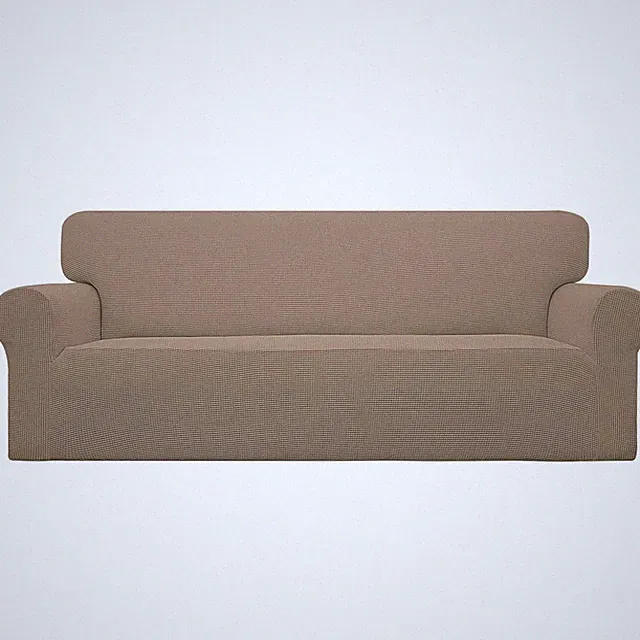 Easy-Going Stretch Sofa Slipcover Camel Check Jacquard Fits 3-Seater Elastic 1PC