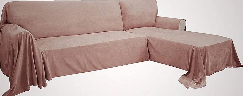 Easy-Going Velvet L-Shape Sofa Chaise Sectional Couch Slip Cover Two Piece Large