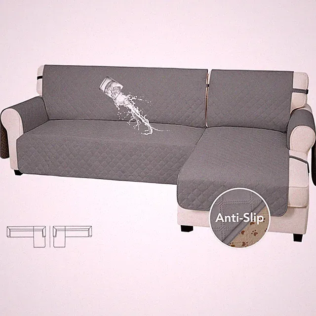 Easy-Going Waterproof Sectional Couch Covers with Chaise 2-Piece Non Slip L S...