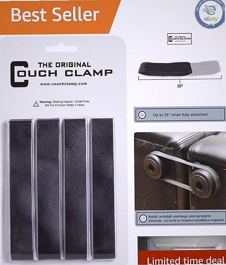 Easy Install Universal Fit Sectional Connectors - 4 Pack for Couch Stabilization