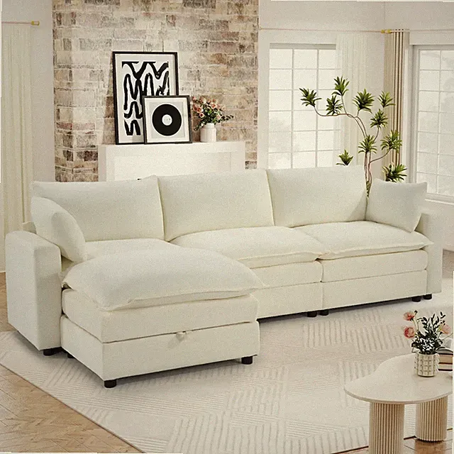 EBELLO 3-Seat Modular Sectional Sofa, L Shaped Sofa Couch with storable Ottoman