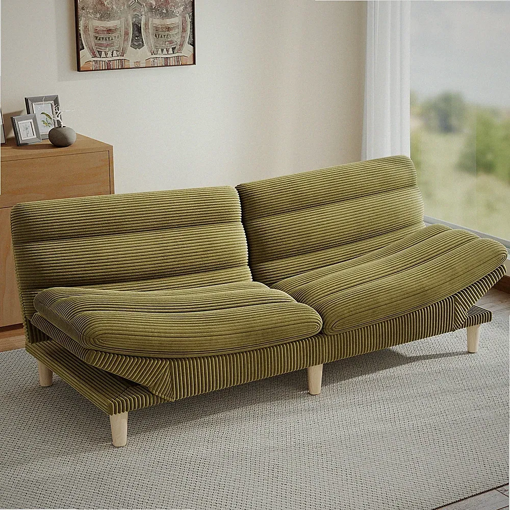 EBELLO Convertible Futon Sofa Bed, 67'' Couch with Adjustable Backrest & Armrest
