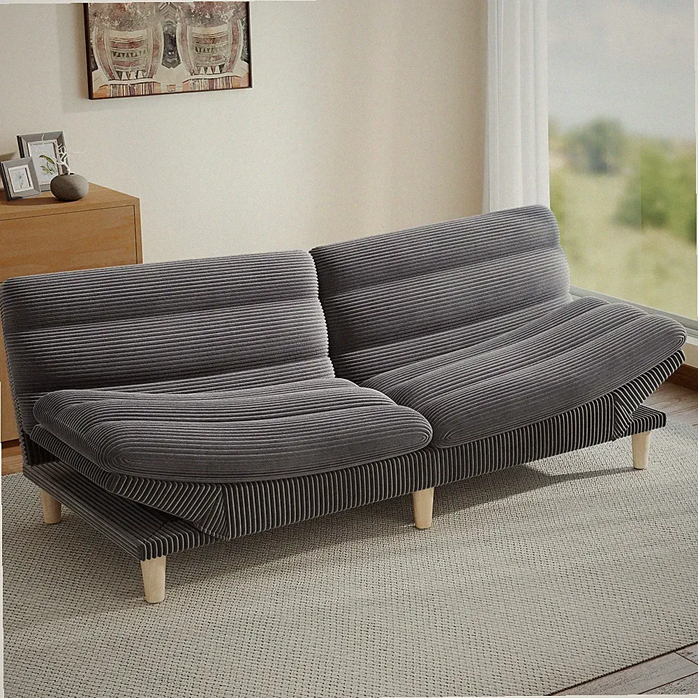 EBELLO Convertible Futon Sofa Bed, 67'' Couch with Adjustable Backrest & Armrest