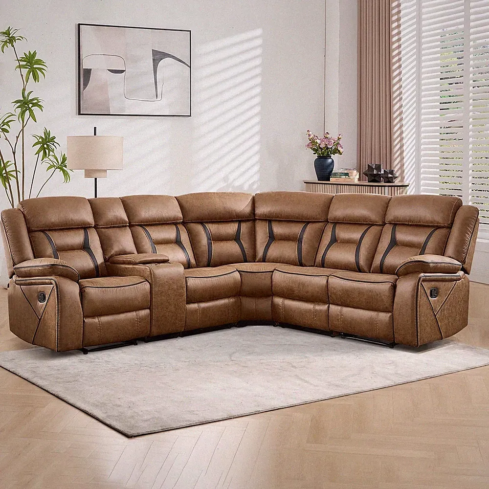EBELLO Manual Reclining Sectional Sofa,L-Shaped Sectional Corner Reclining Couch
