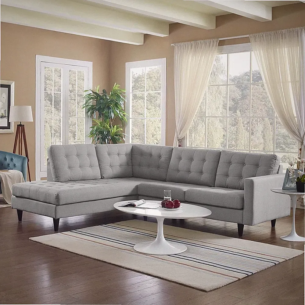EEI-2798-LGR Empress Mid-Century Modern Upholstered Fabric Left-Facing Sectional