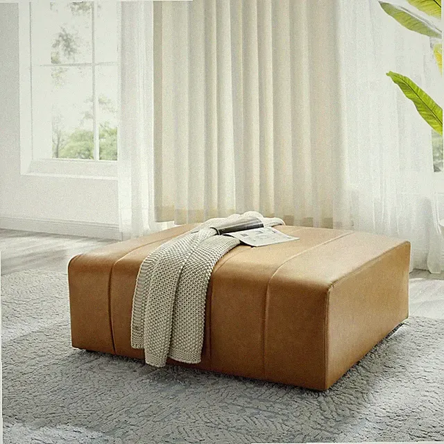 EEI-4401-TAN Bartlett Vegan Leather Ottoman, Tan
