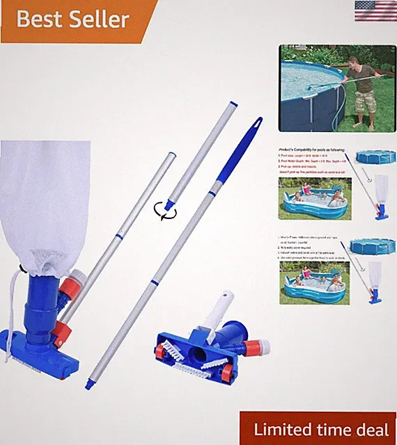 Efficient Jet Vacuum for Pools & Spas: 6 Sections, Portable & Easy Setup