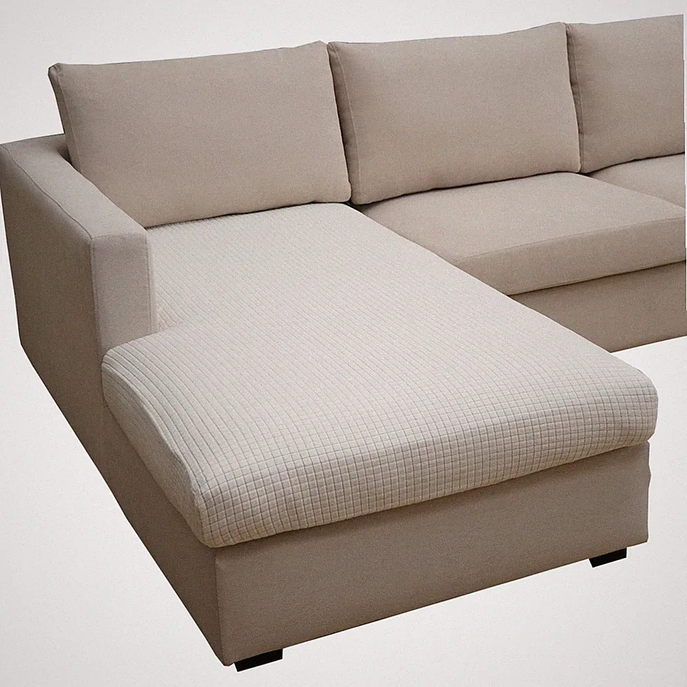 Eismodra Cream White XL Chaise Cushion Cover for L‑Shaped Sectional Sofa