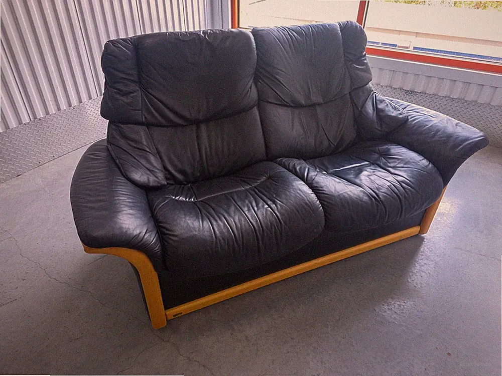 Ekornes Stressless ‘Eldorado’ High Back Black Leather Sofa Loveseat
