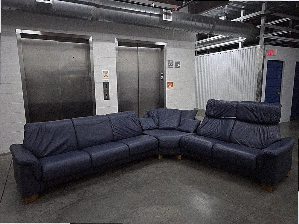 Ekornes Stressless "Paradise" Oxford Blue Leather Sectional Sofa