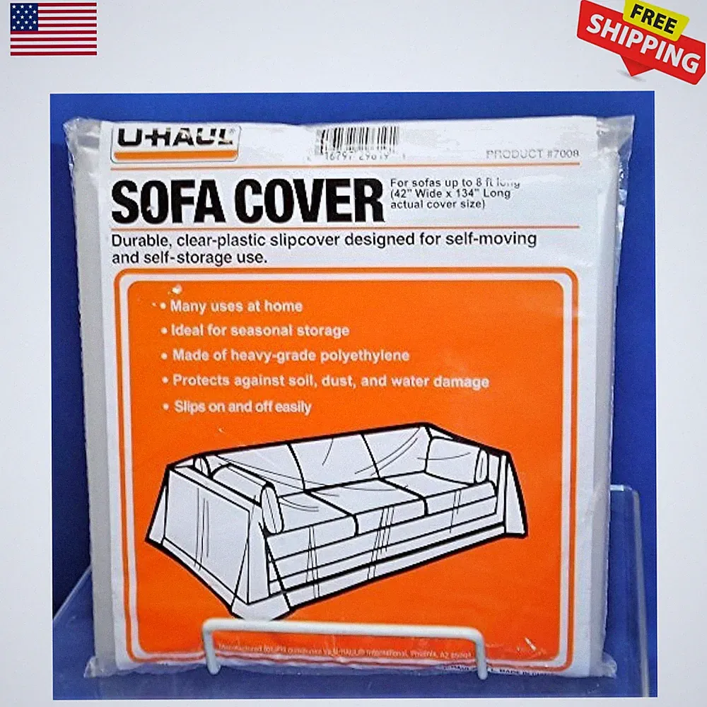 Elastic Closure Sofa Cover - Water-Resistant, Fits Sofas Up to 8' Long, 1-Pack