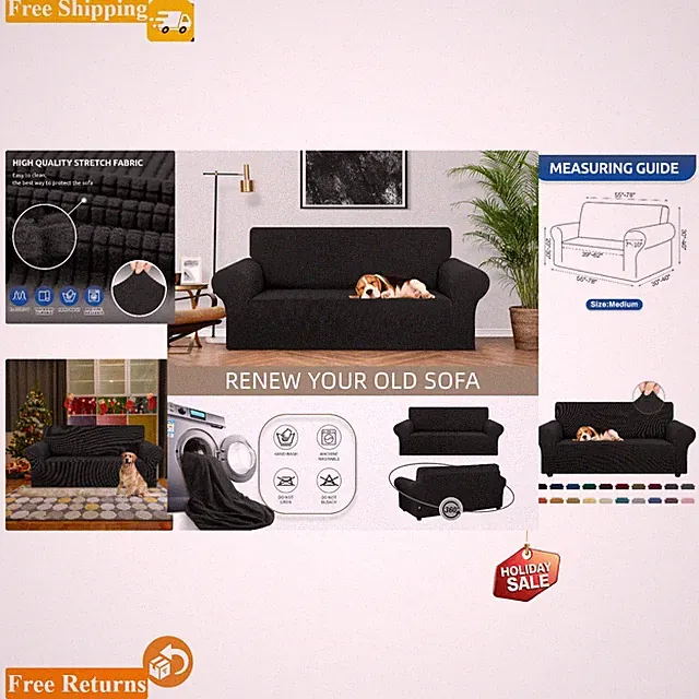 Elastic Jacquard Couch Cover for 2-Cushion Sofas – Durable, Stylish, and Prot...