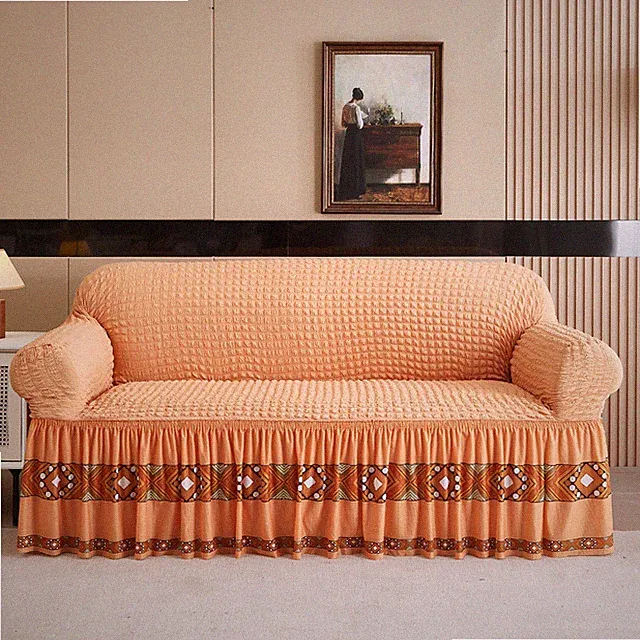 Elastic Skirted Sofa Cover Slipcover for 1/2/3/4 Seat Pet Friendly Machine Wash